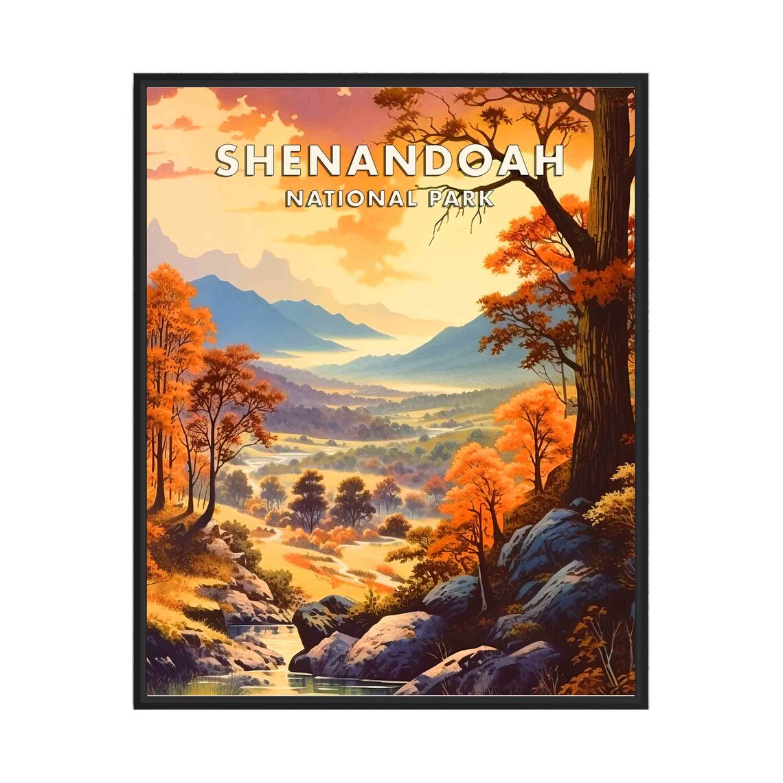 Shenandoah Autumn Valley Overlook Poster National Park Virginia Travel