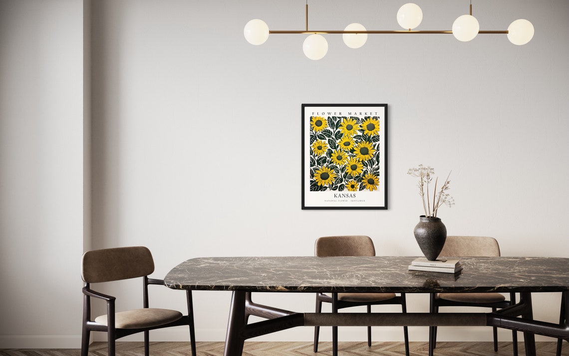 Kansas Flower Market Bright Sunflower Field Botanical Art Poster - Image 2