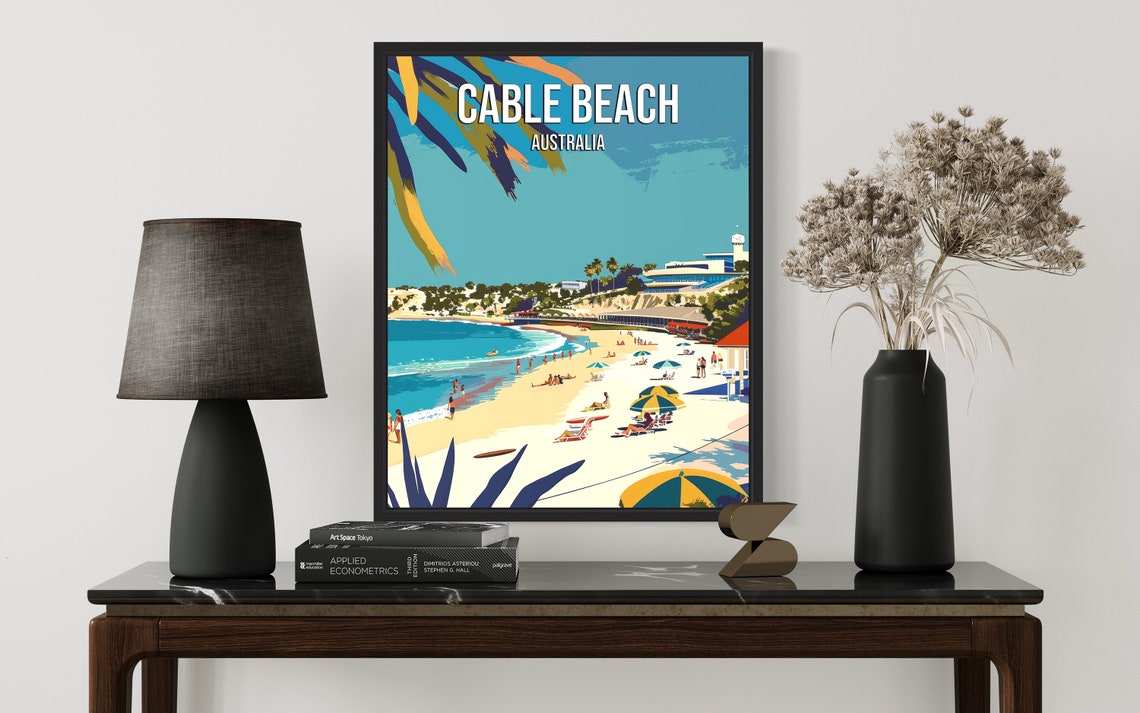 Cable Beach Australia Sunbathers and Surf on Golden Sand Poster - Image 2