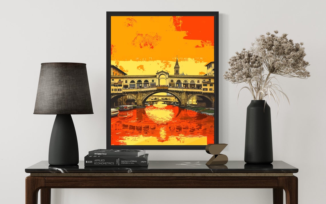 Florence Ponte Vecchio Sunset Poster Over the Arno River Glow - Image 3