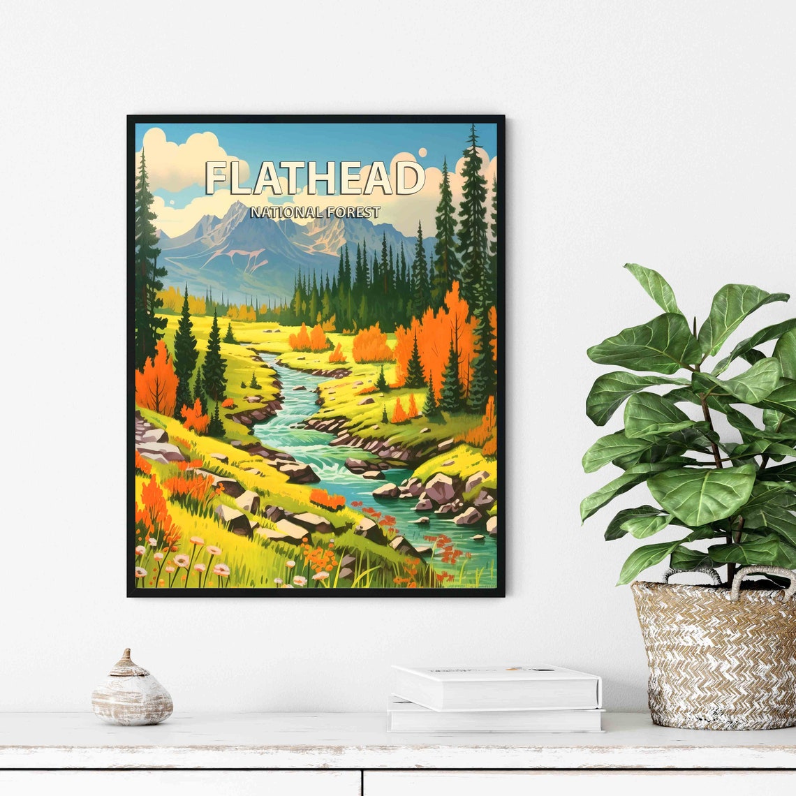 Flathead National Forest Mountain Stream Vintage Travel Poster - Image 2