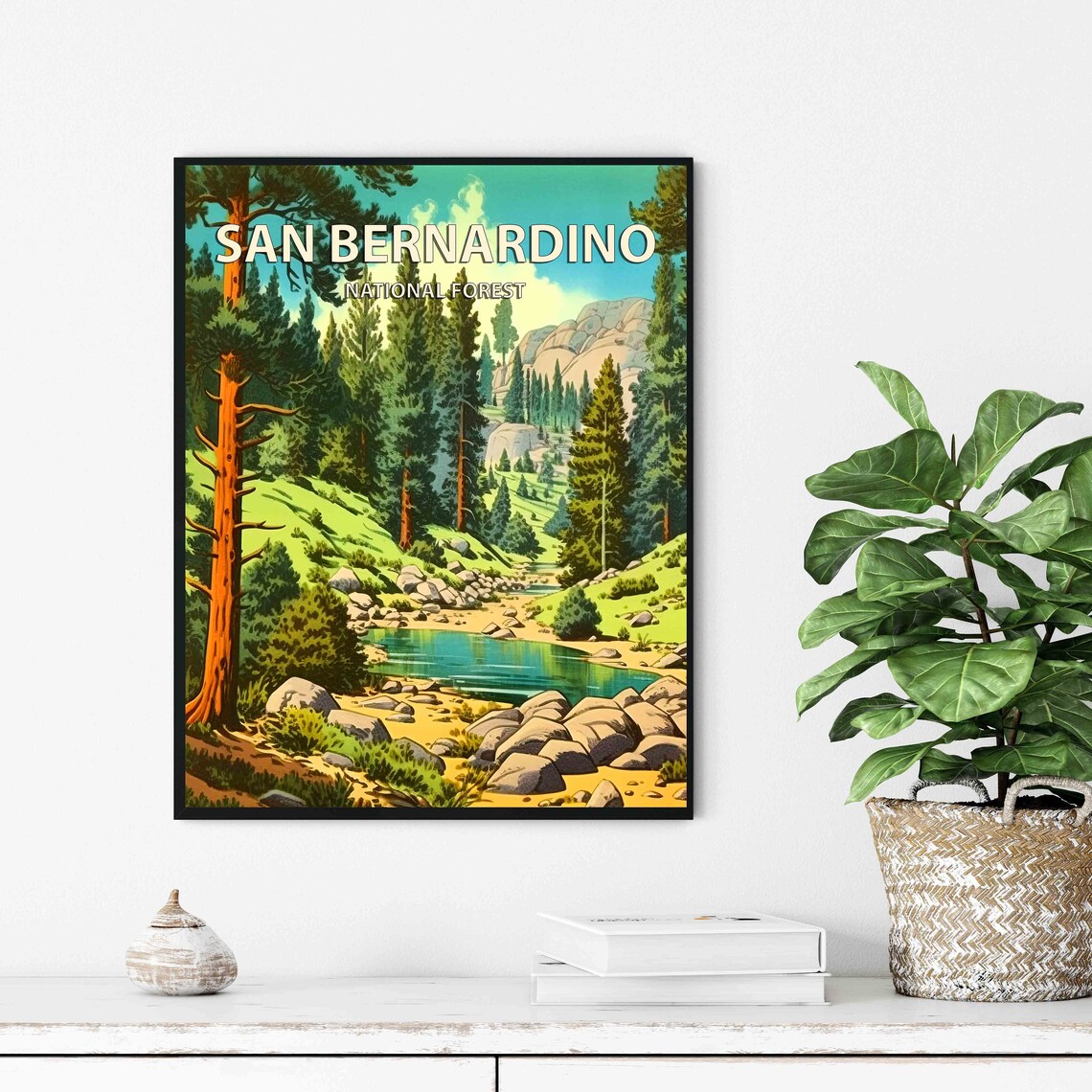 San Bernardino National Forest Pine Creek Retro Travel Poster - Image 3