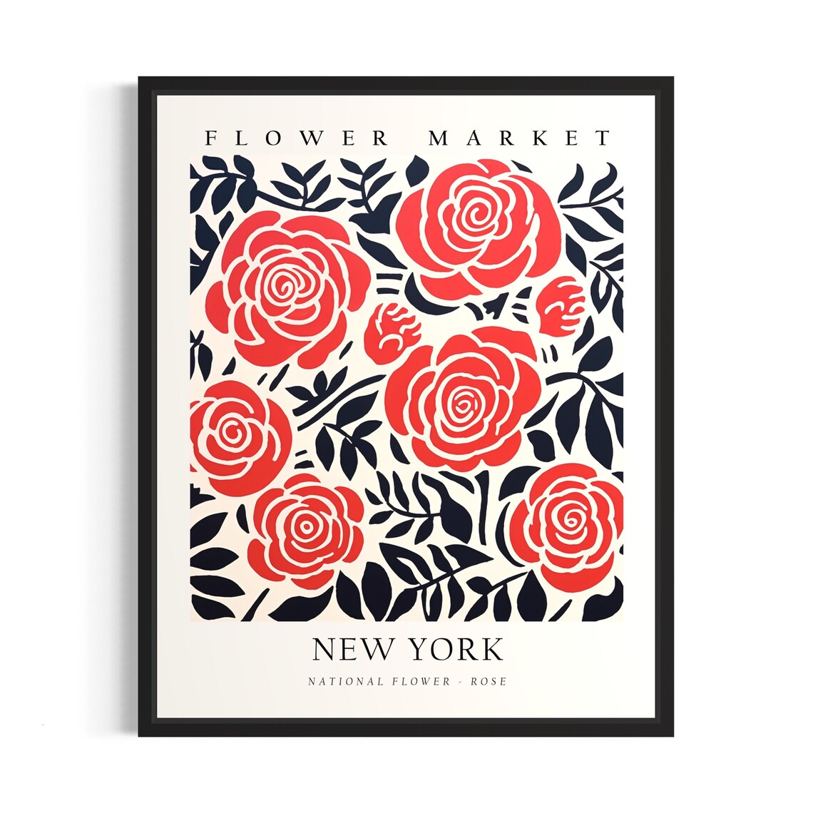 New York Flower Market Red Roses National Flower Botanical Print