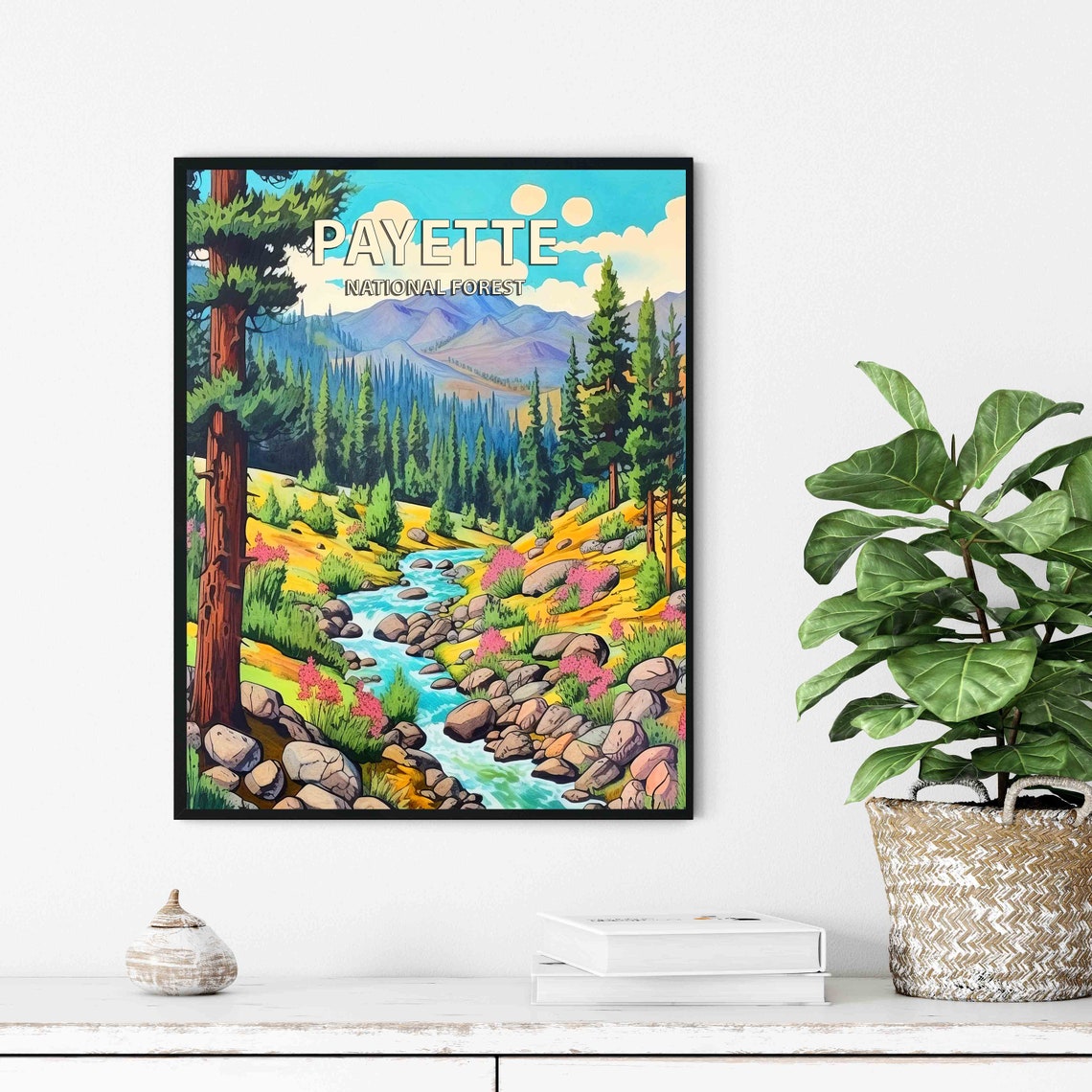 Payette National Forest Mountain Stream Vintage Nature Poster - Image 2