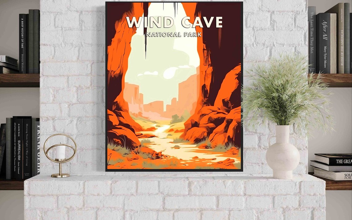 Wind Cave National Park Red Rock Canyon Sunrise Desert View Poster - Image 2
