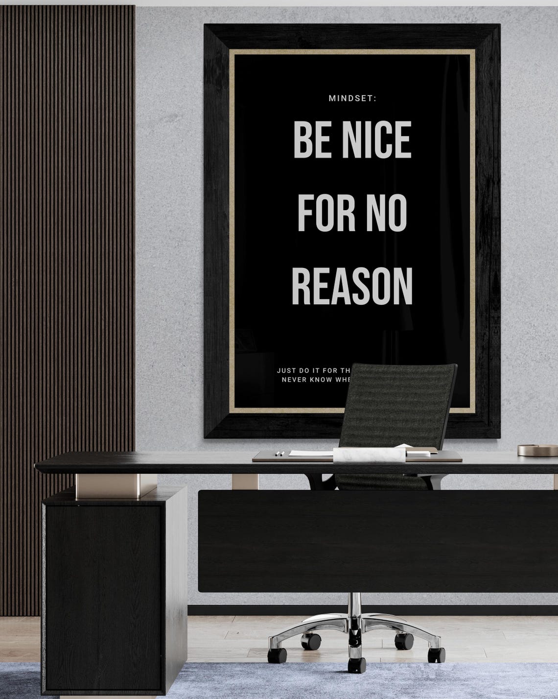 Be Nice For No Reason Kindness Mindset Quote Poster Black Art - Image 2
