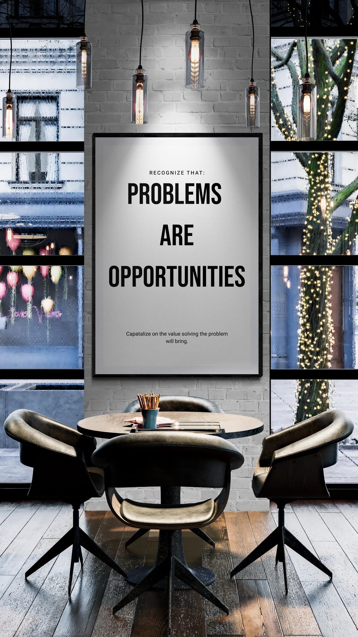 Problems Are Opportunities Bold Entrepreneur Mindset Quote Poster - Image 2