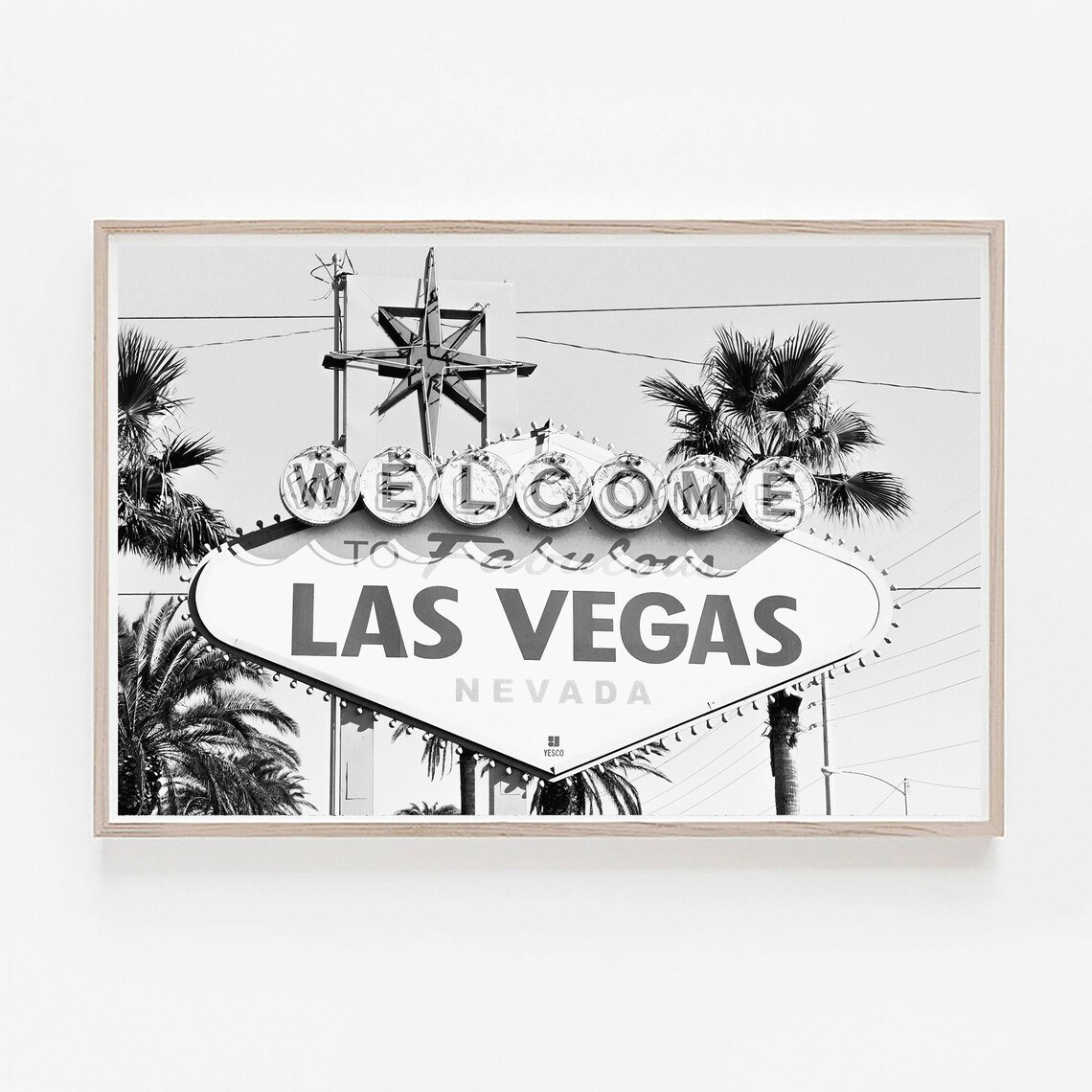 Welcome to Fabulous Las Vegas Neon Sign Black and White Photo Poster