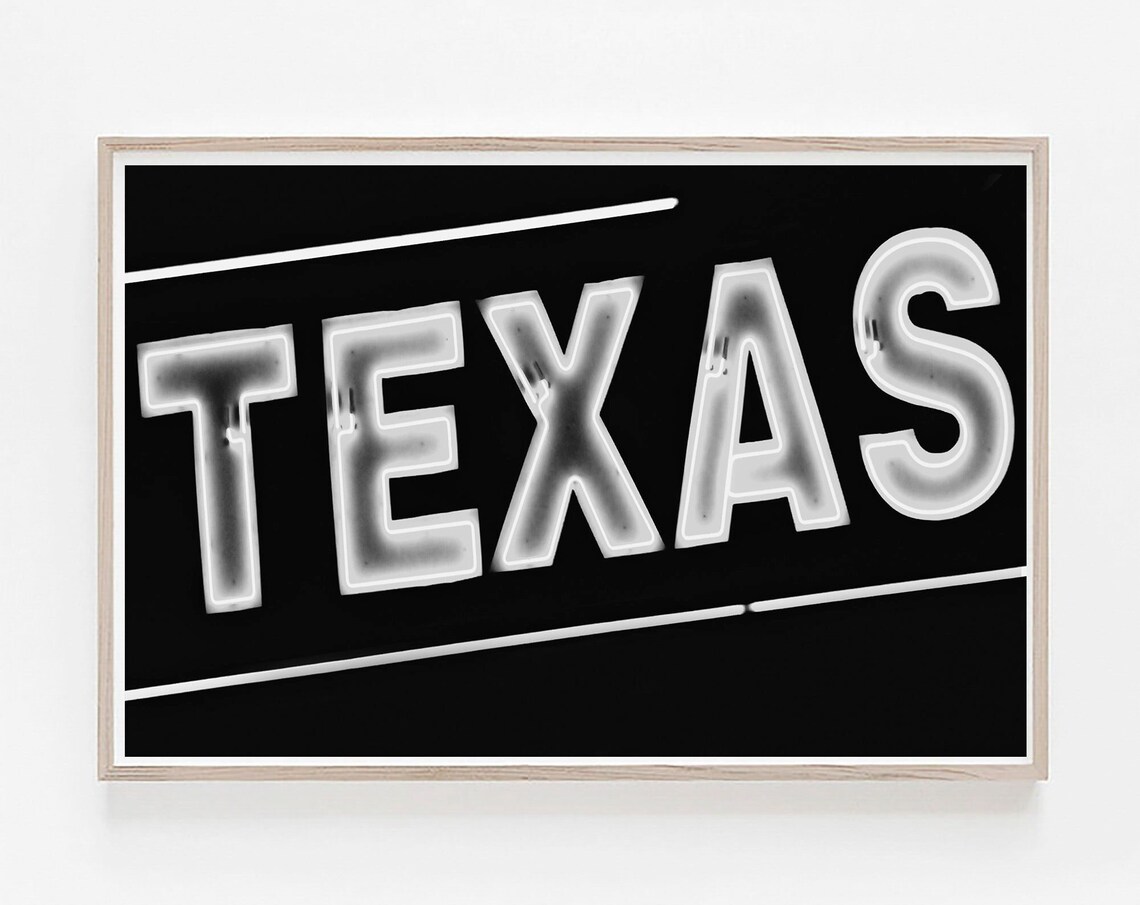 Texas Vintage Travel Poster, Black And White Map Art