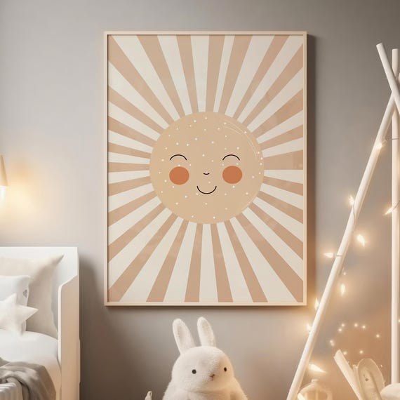 Smiling Sun Nursery Poster Gender Neutral Sunshine Art