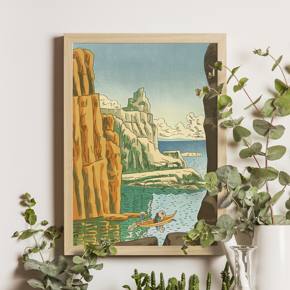 Asano Takeji Tojinbo Rocky Cliffs Fukui Coast Woodblock Art Poster