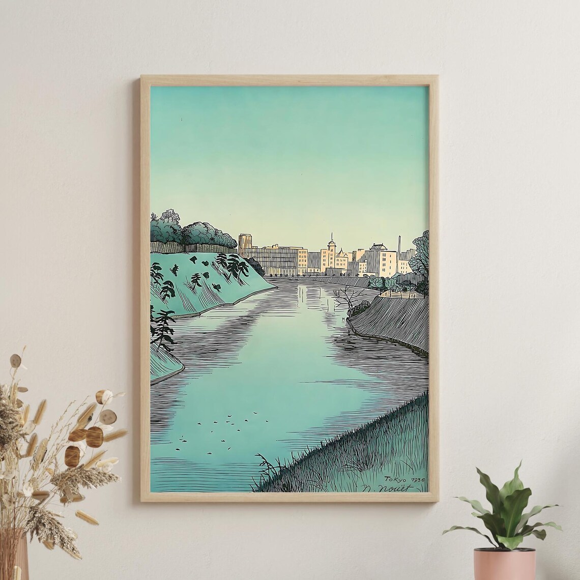 Benkei Moat Nouet Noel 1936 Vintage Japanese Landscape Art Print Showa Period Tokyo Scene Highquality Poster Reproduction