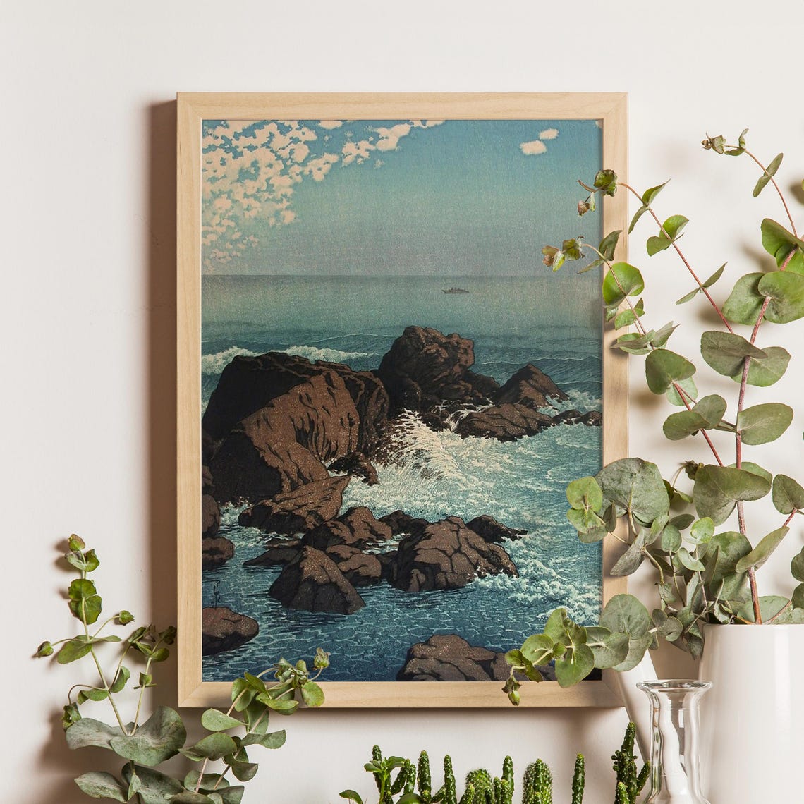 Kawase Hasui Waves Against Rocky Coast Ocean Seascape Wave Art Poster