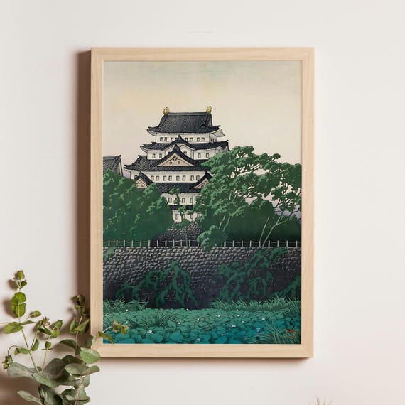 Nagoya Castle Kawase Hasui C 1930s Japanese Art Print Historic Landmark Architectural Illustration Culture Ukiyoe Style