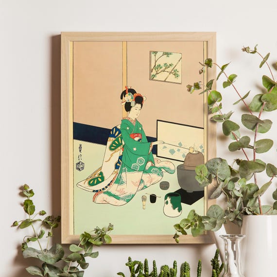 Tea Ceremony Kyomaiko Hasegawa Sadanobu Iii C 1950s Traditional Japanese Cultural Art Maiko Portrait Shinhanga Fine