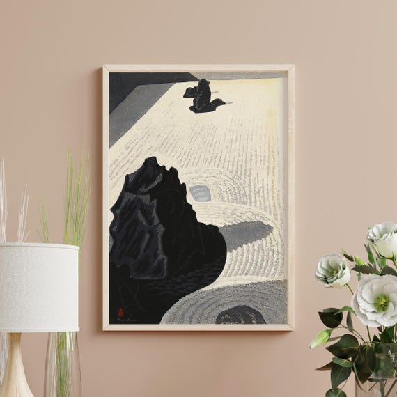 Zen Stone Garden of Ryuan Temple, Ukiyo-e Art Print
