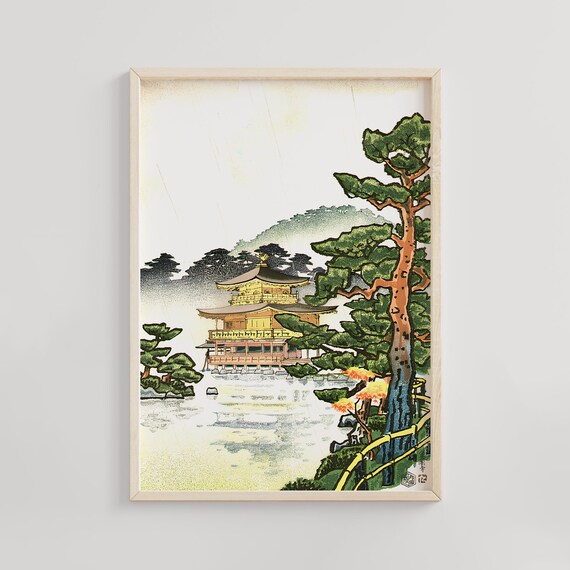 Kinkakuji Golden Pavilion, Ukiyo-e Temple Art Print