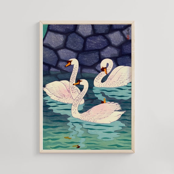 Spring At Moat Kasamatsu Shiro Ukiyoe Print Japanese Artwork Vintage Landscape Cherry Blossoms Wall Decor Art Gift
