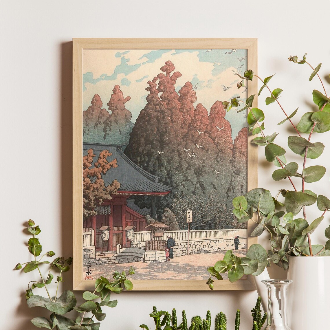 Kawase Hasui Asama Shrine in Shizuoka Vintage Japanese Temple Poster