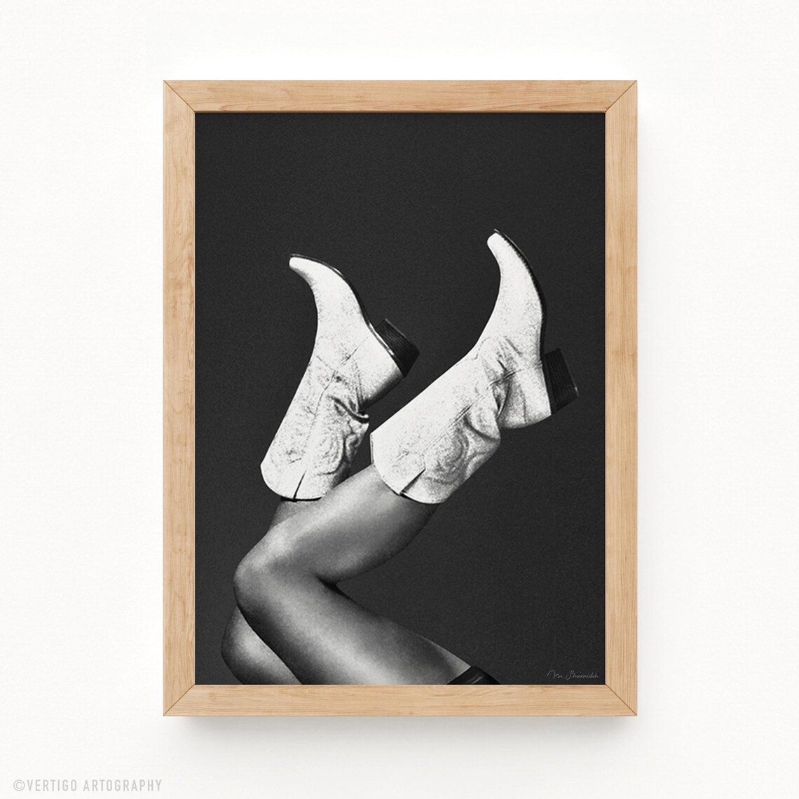 These Boots Noir Retro Rodeo Decor Art Print