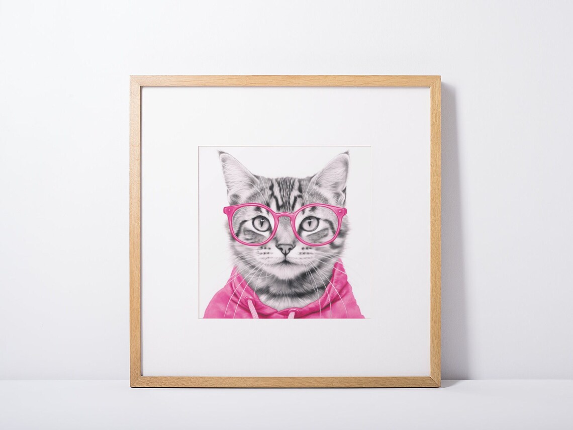 Cat Wall Art Cat Prints Cat Painting Nursery Print Pet Print Baby Girl Nursery Animal Nursery Print Kids Print Instant - Image 3