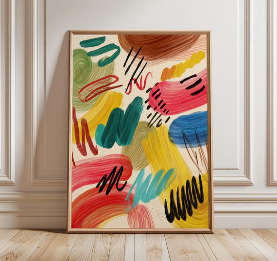 Abstract Brushstroke Poster Modern Colorful Wall Art Print Contemporary Minimalist Artwork Vibrant Expressionist Home Decor