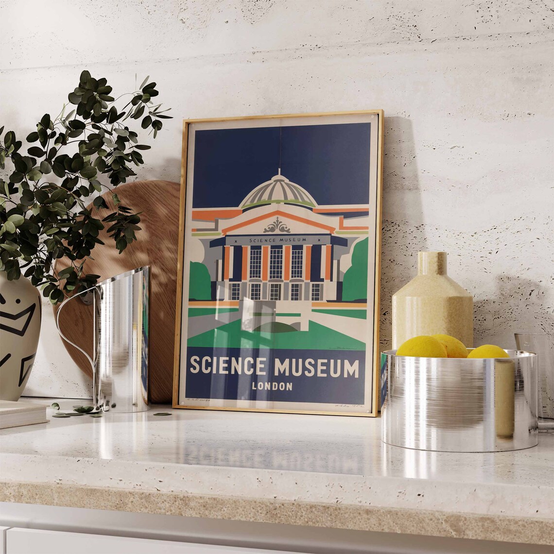 Science Museum London Night Dome Facade Retro Museum Travel Poster - Image 3