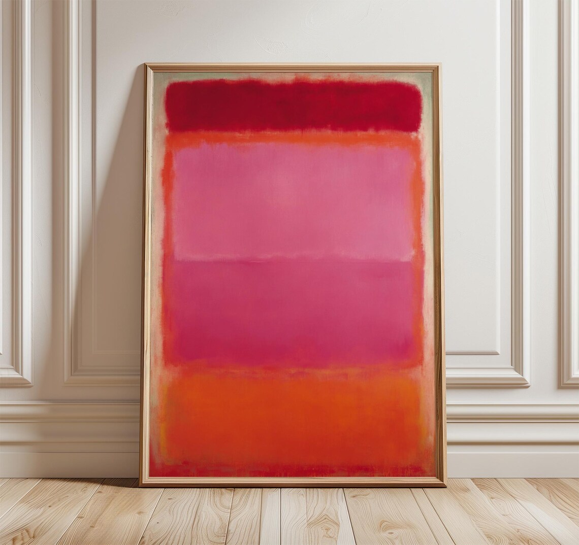 Pink Red Color Field Abstract Modern Art Rothko Style Poster