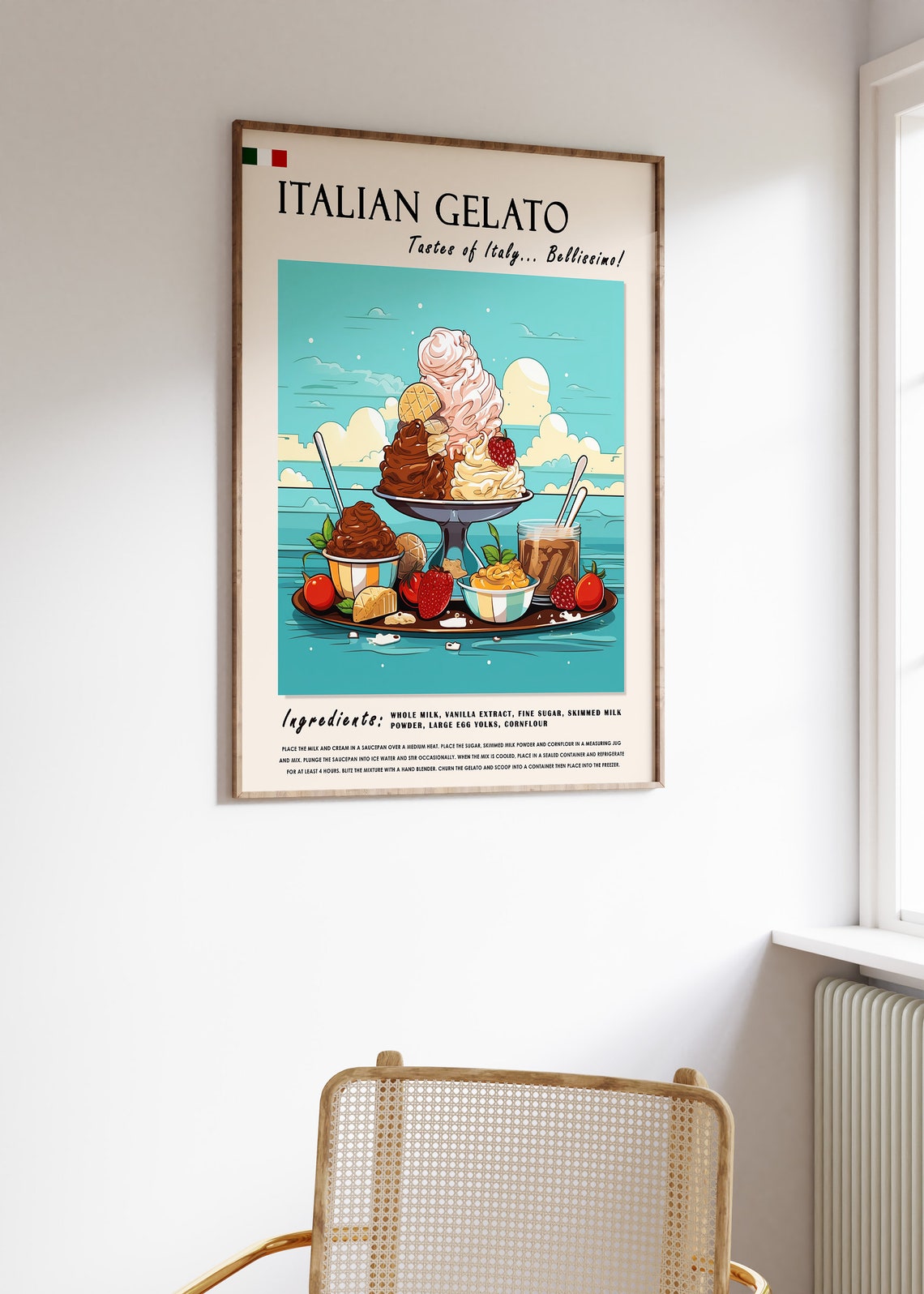 Italian Gelato Poster Gelato Food Print Italian Dessert Poster Kitchen Print Kitchen Decor Food Art Food Drink Art - Image 3