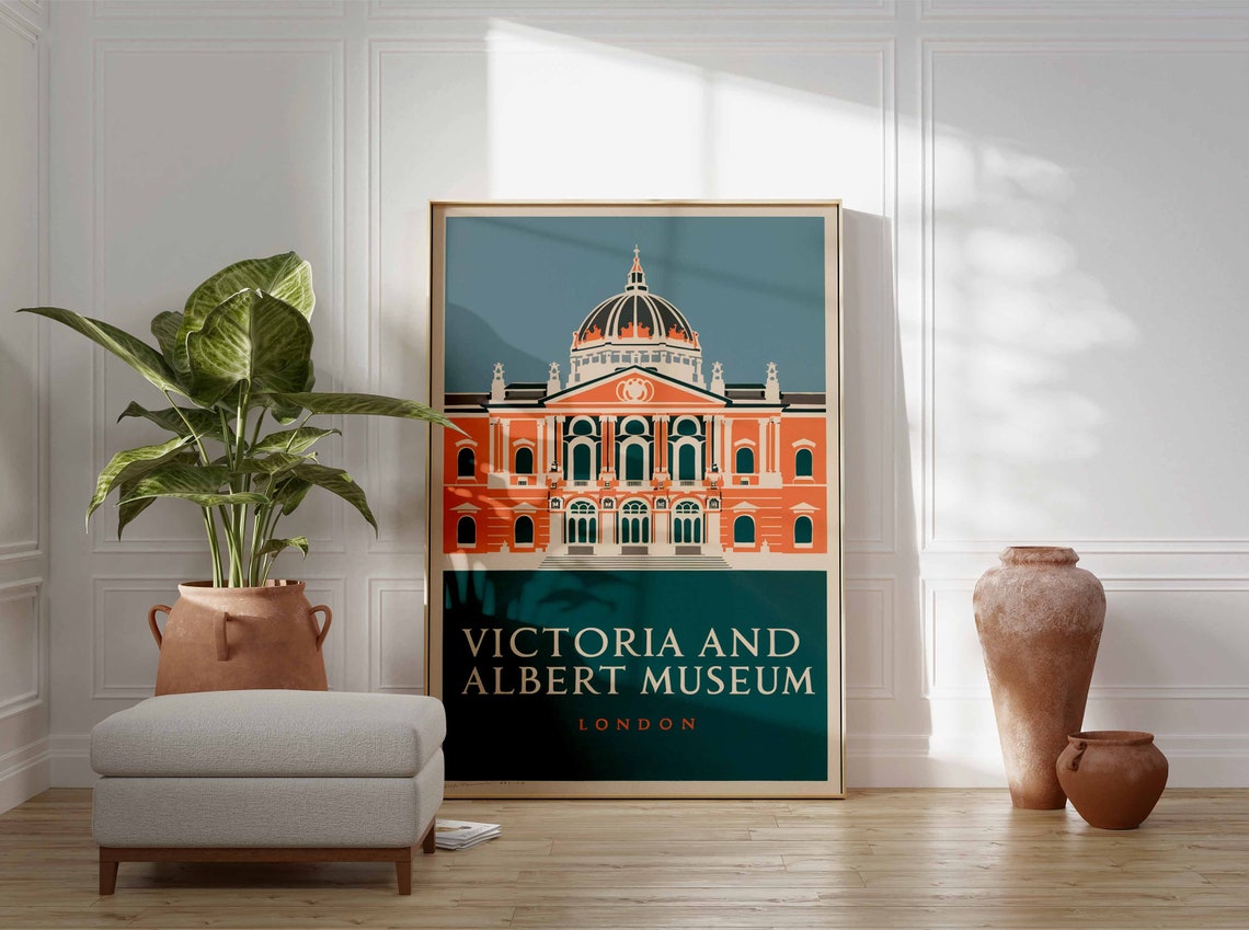Victoria and Albert Museum London Orange Facade Travel Poster - Image 3