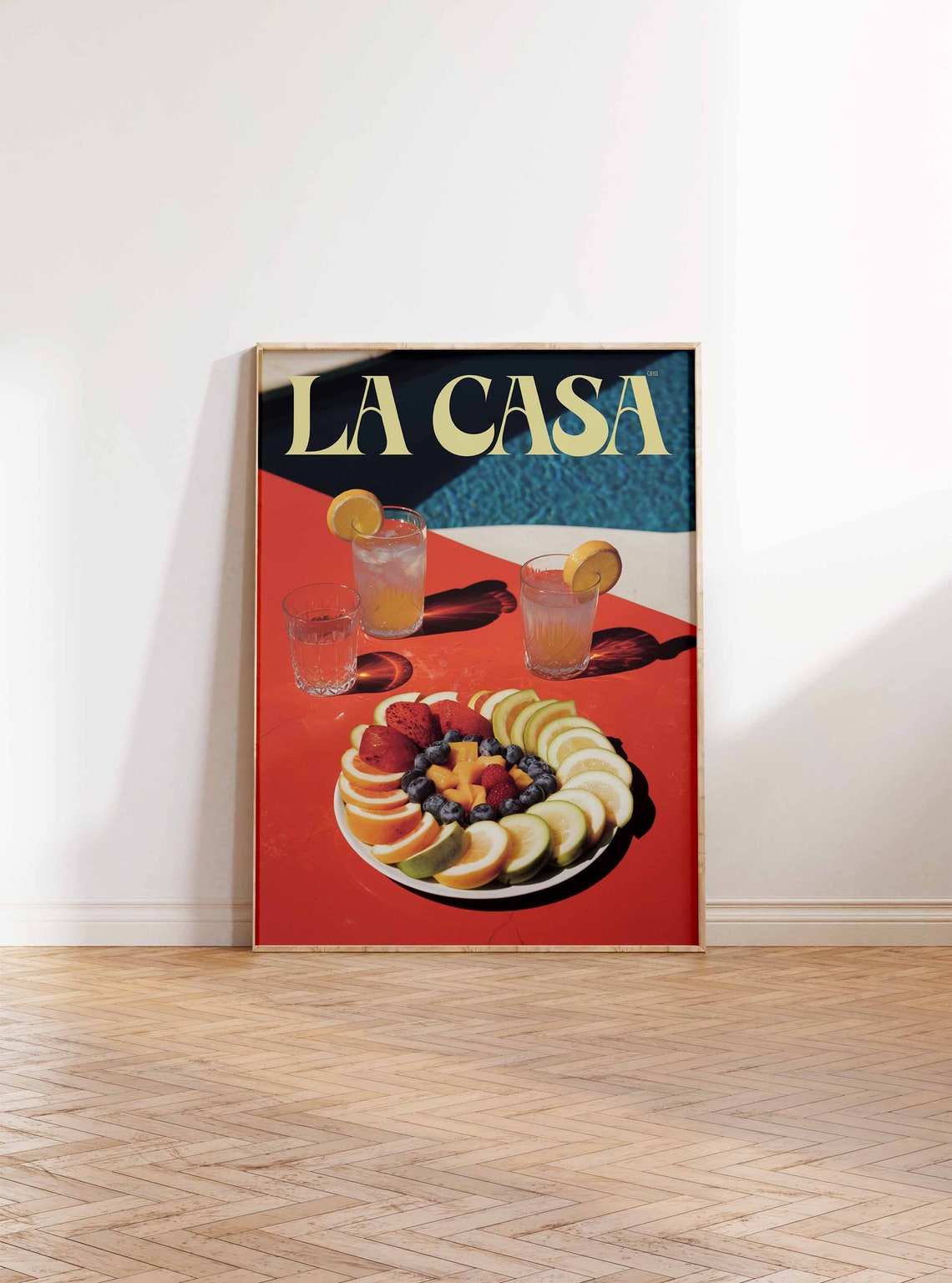 La Casa Retro Red Table Citrus Drinks Berry Fruit Plate Poster - Image 2