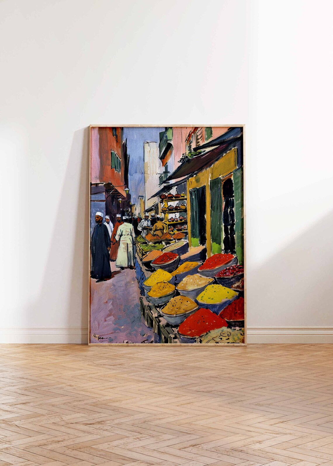 Row of Colorful Spice Bowls at Street Market Impressionist Poster - Image 3