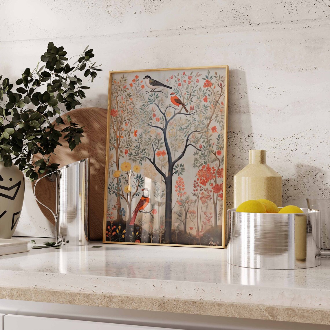 Indian Floral Print Floral Decor Wall Art Print - Image 2