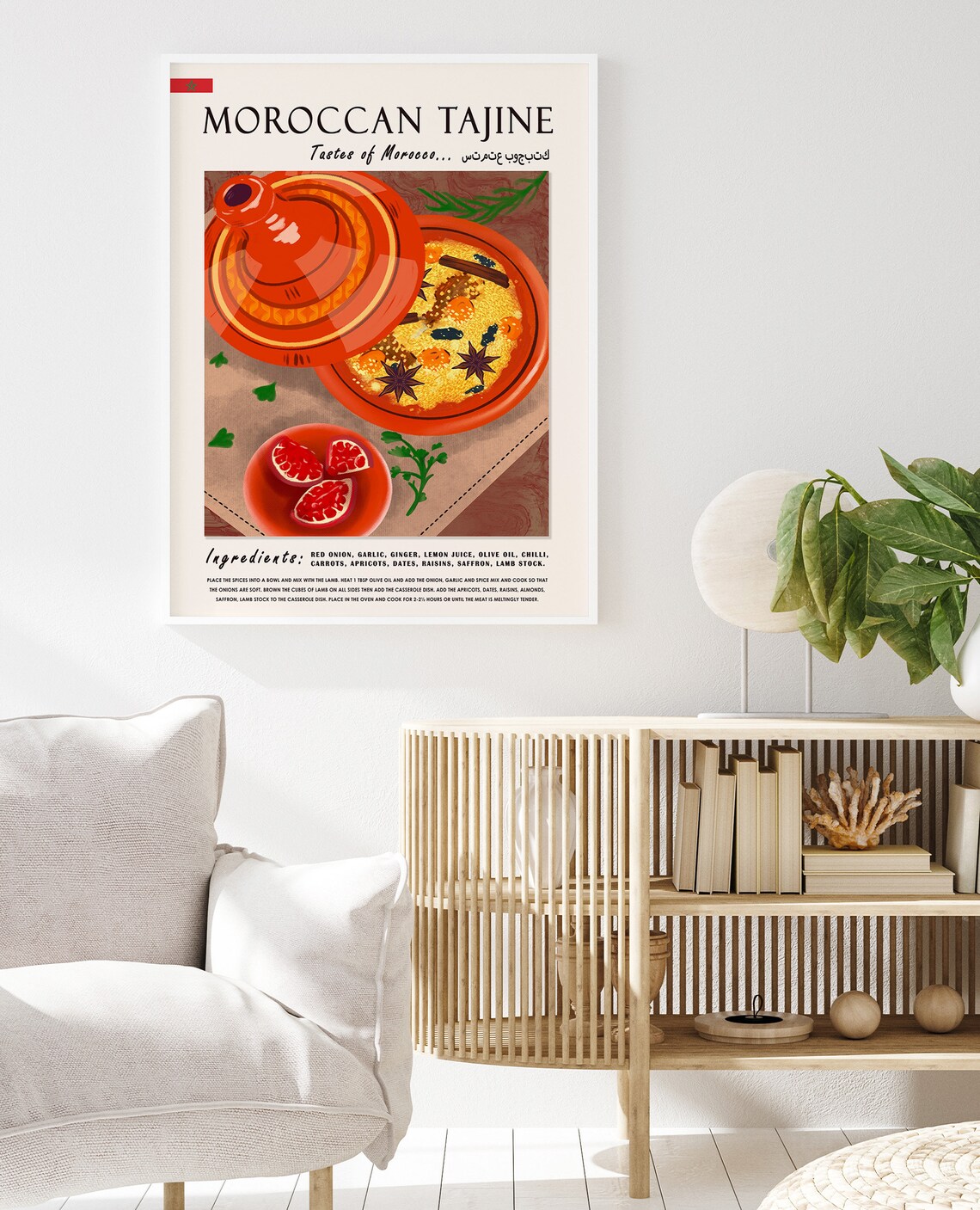 Moroccan Tajine Tastes Of Morocco Illustrated Food Poster With Recipe - Image 2