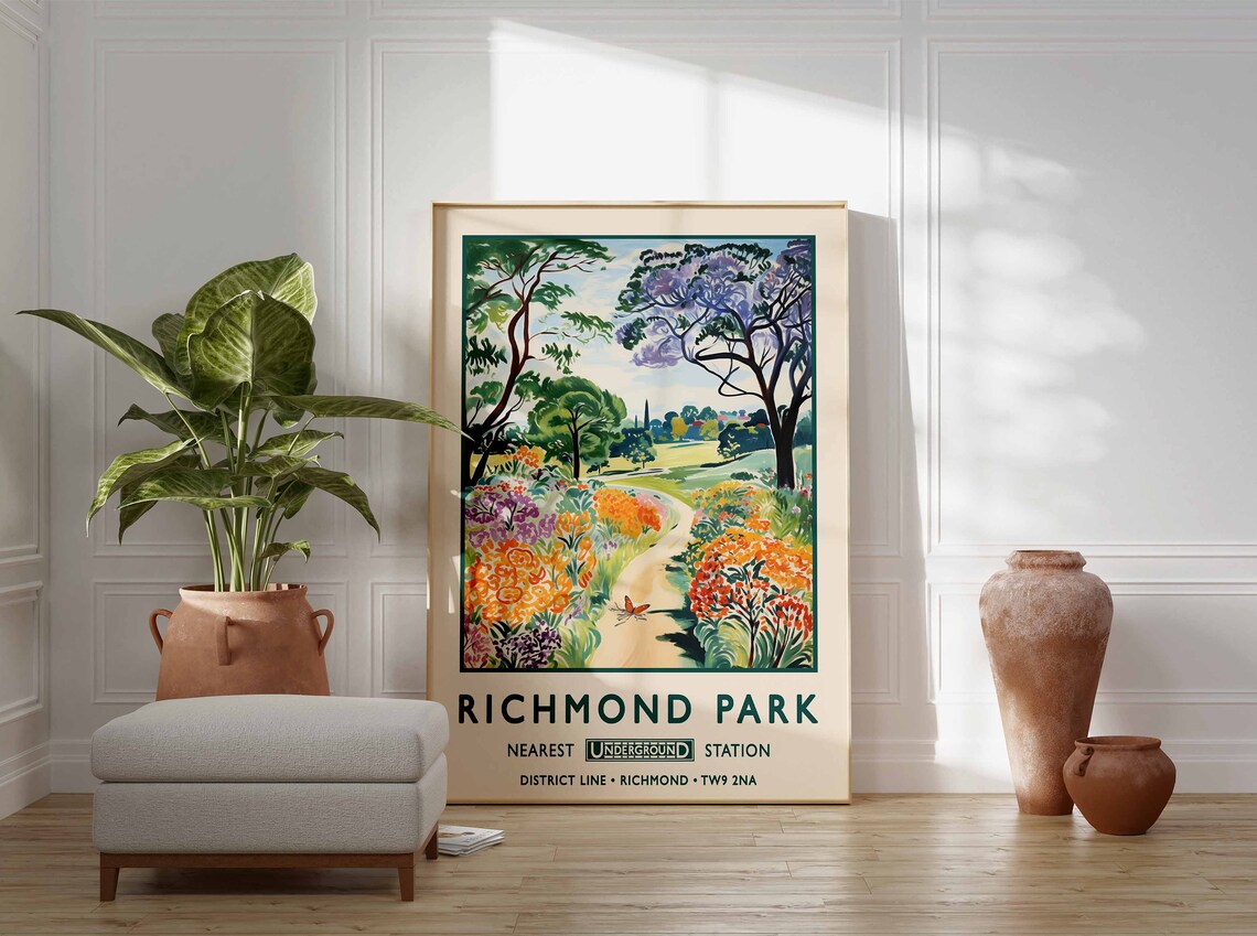 Richmond Park London Vintage Floral Botanical Art - Image 3