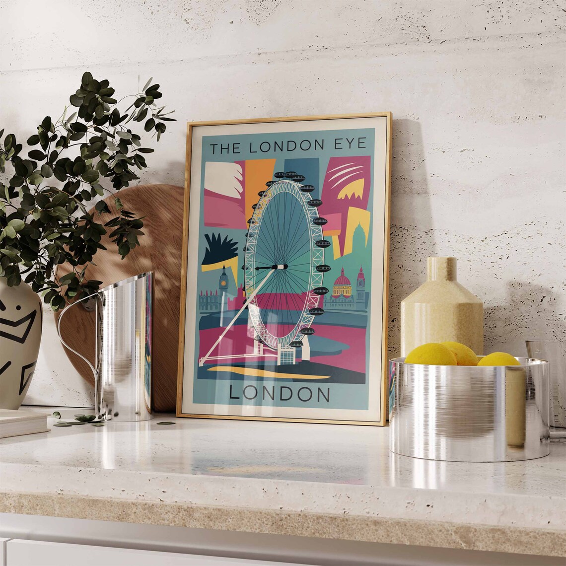 The London Eye Colorful Wheel London Skyline Landmark Poster - Image 2