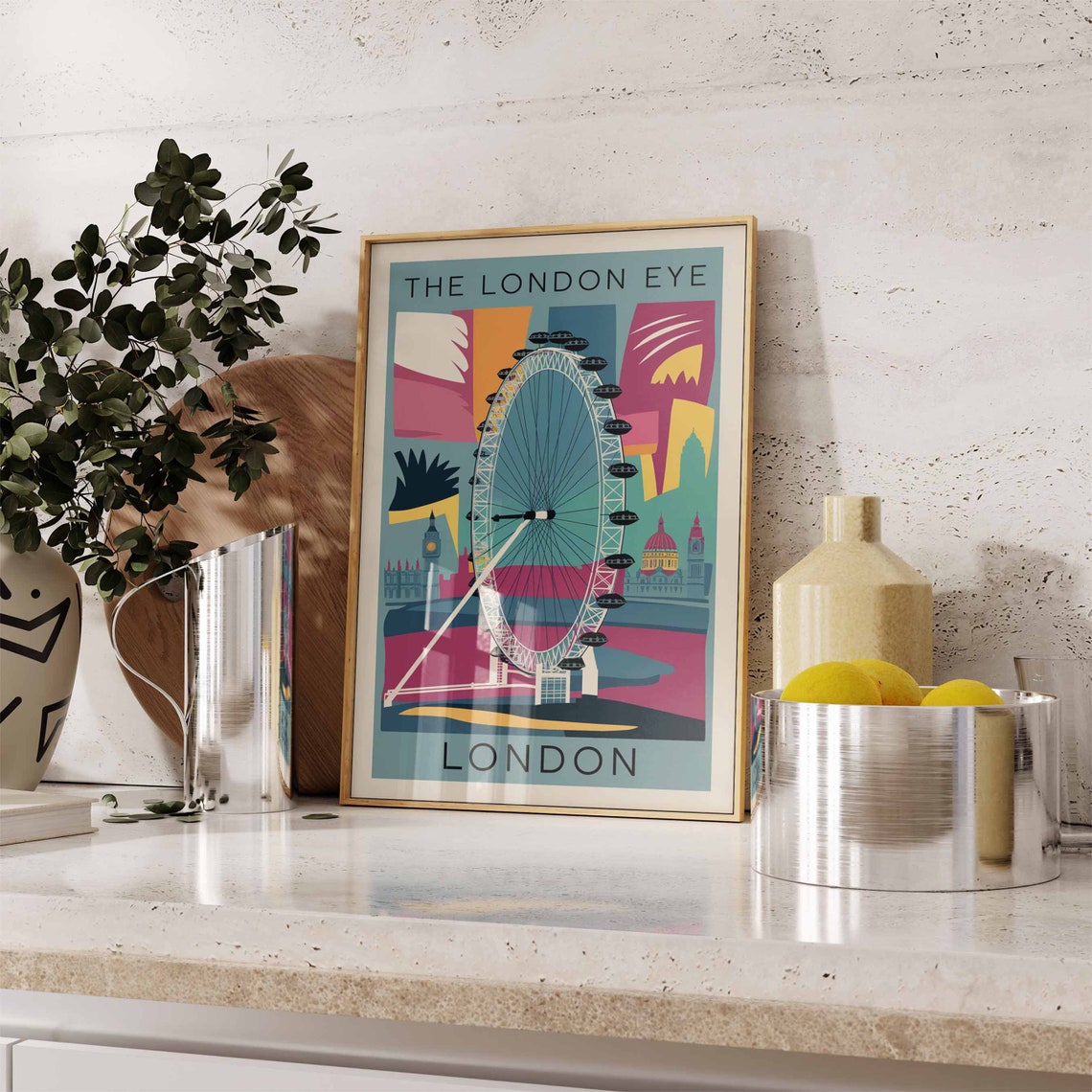 The London Eye Poster London Print London Art London Poster London Travel Print William Morris Print Retro London Art - Image 2