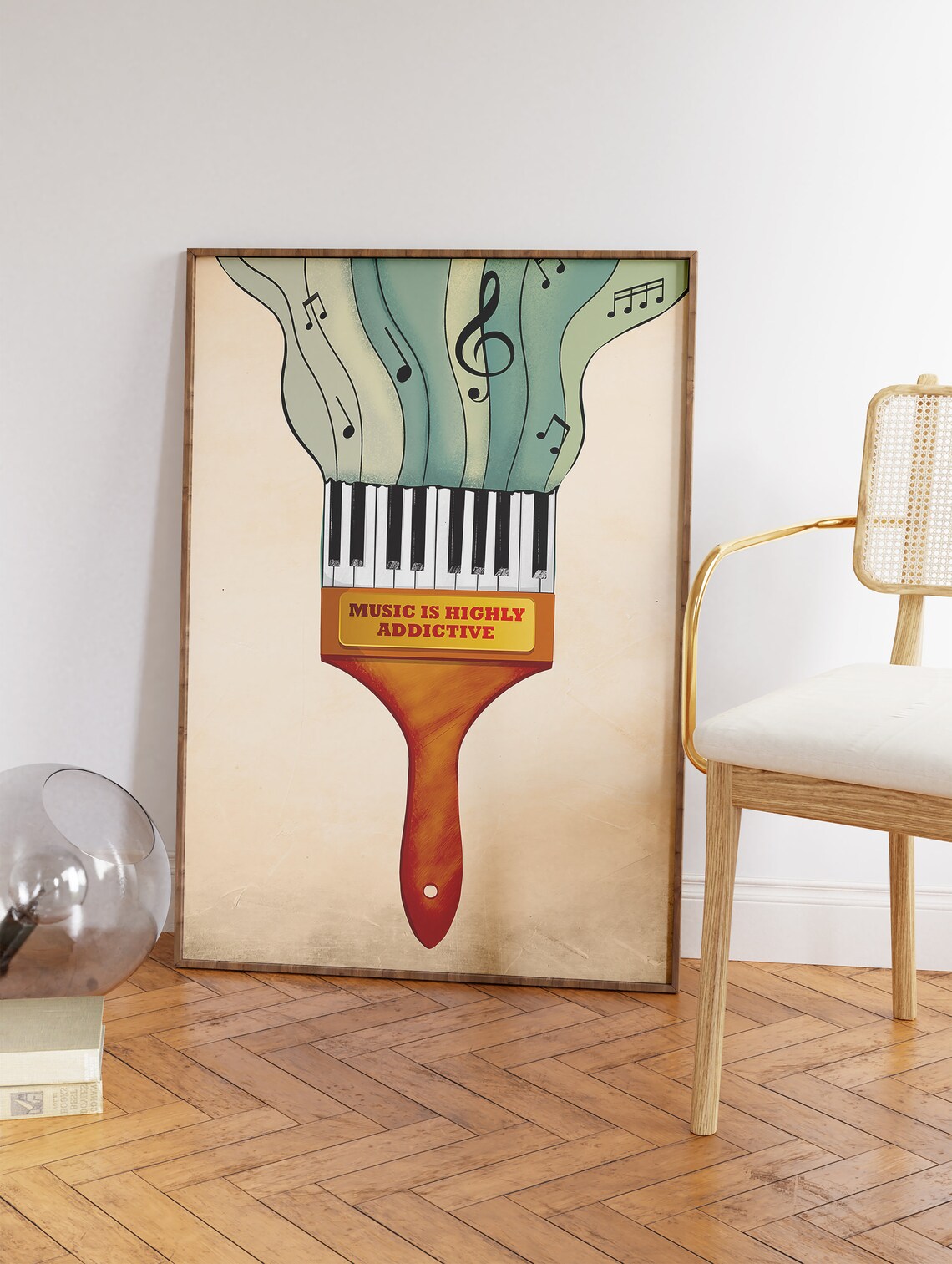 Music Wall Art, Piano Paintbrush Guitar Print - Image 3