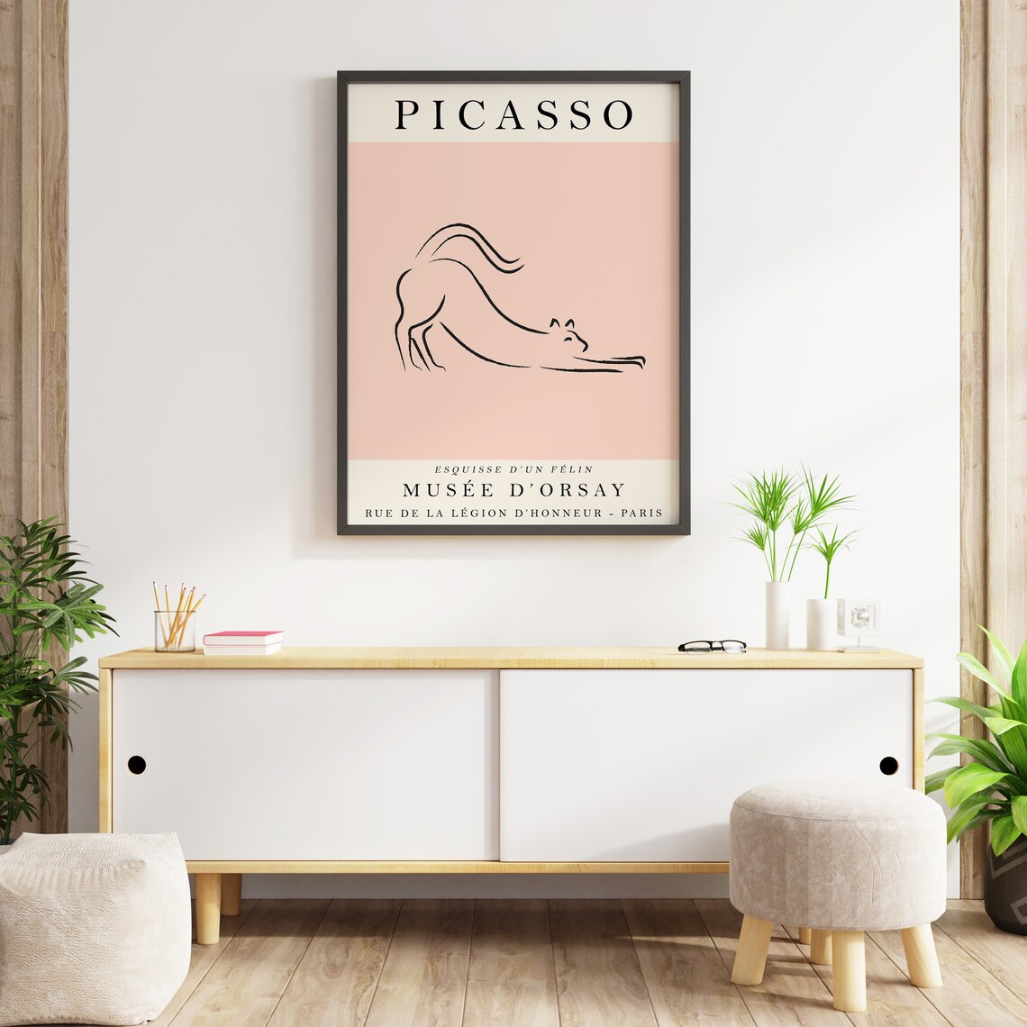 Picasso Exhibition Poster, Pink Cat Line Art Print - Image 2