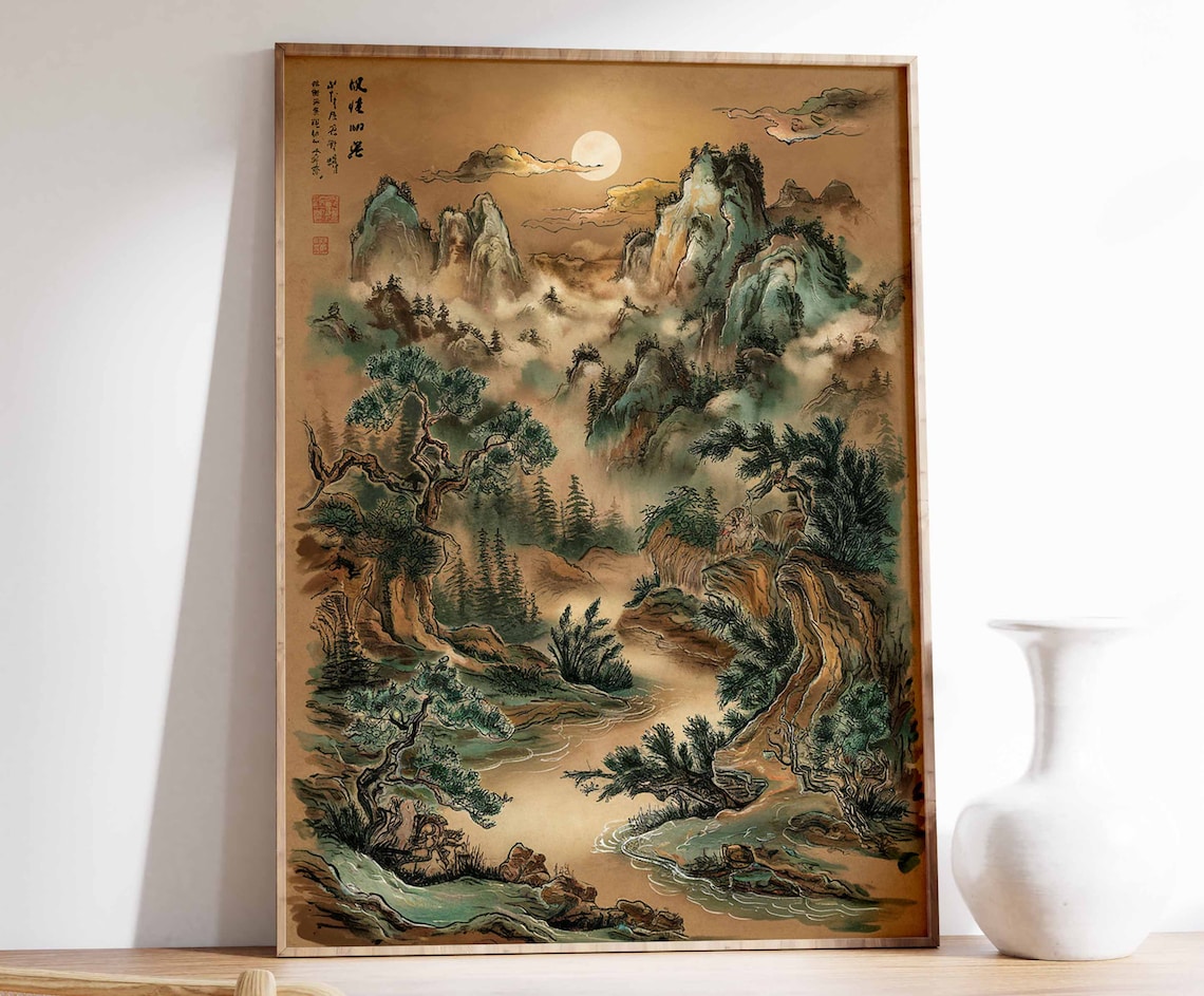 Vintage Chinese Art Print, Oriental Decor Poster