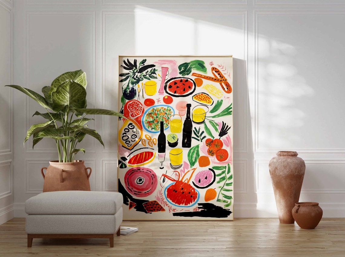 Colorful Summer Food Feast Collage Kitchen Wall Decor Art Poster - Image 3