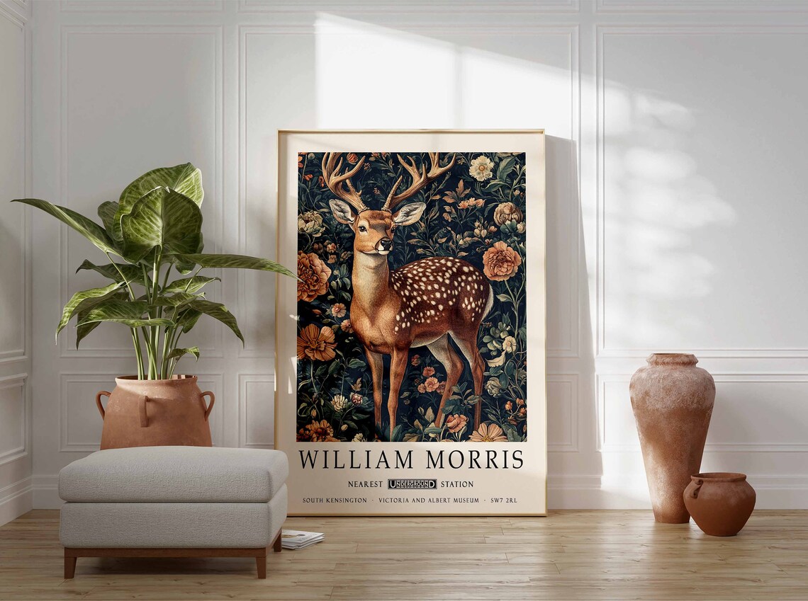 William Morris Deer Botanical Poster, Kew Gardens - Image 3