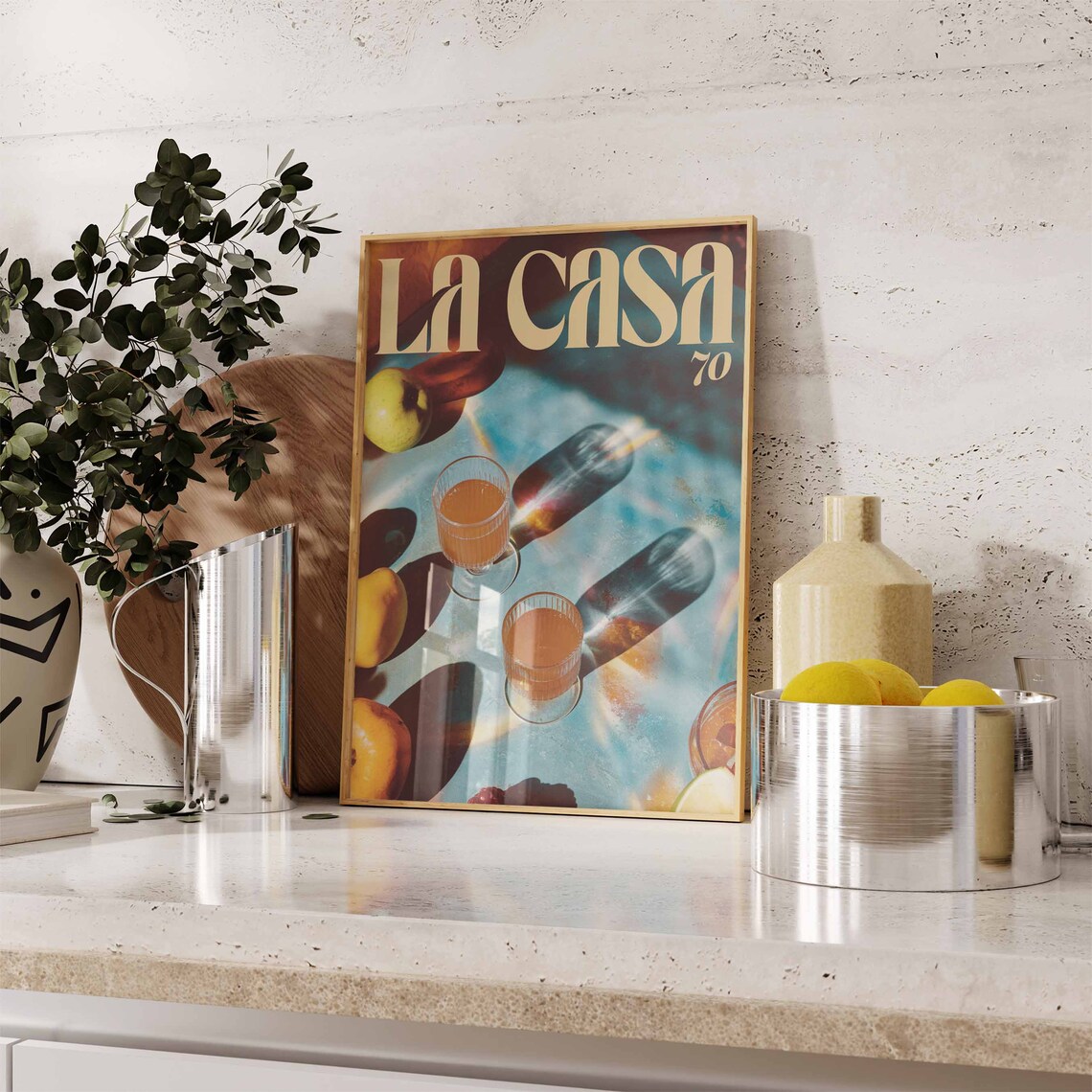 La Casa 70 Retro Top Down Orange Juice Citrus Seventies Poster - Image 3