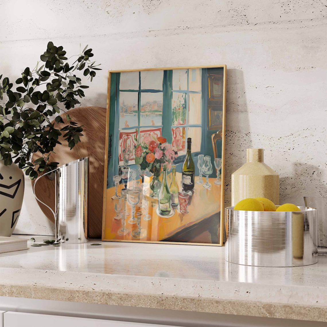 Retro Dinner Party Food Art Print, Vintage Kitchen Poster - Image 2