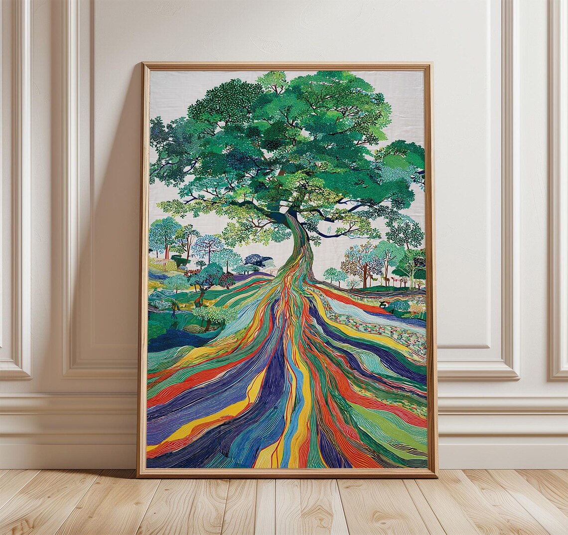 Colorful Abstract Tree Art Print, Modern Nature