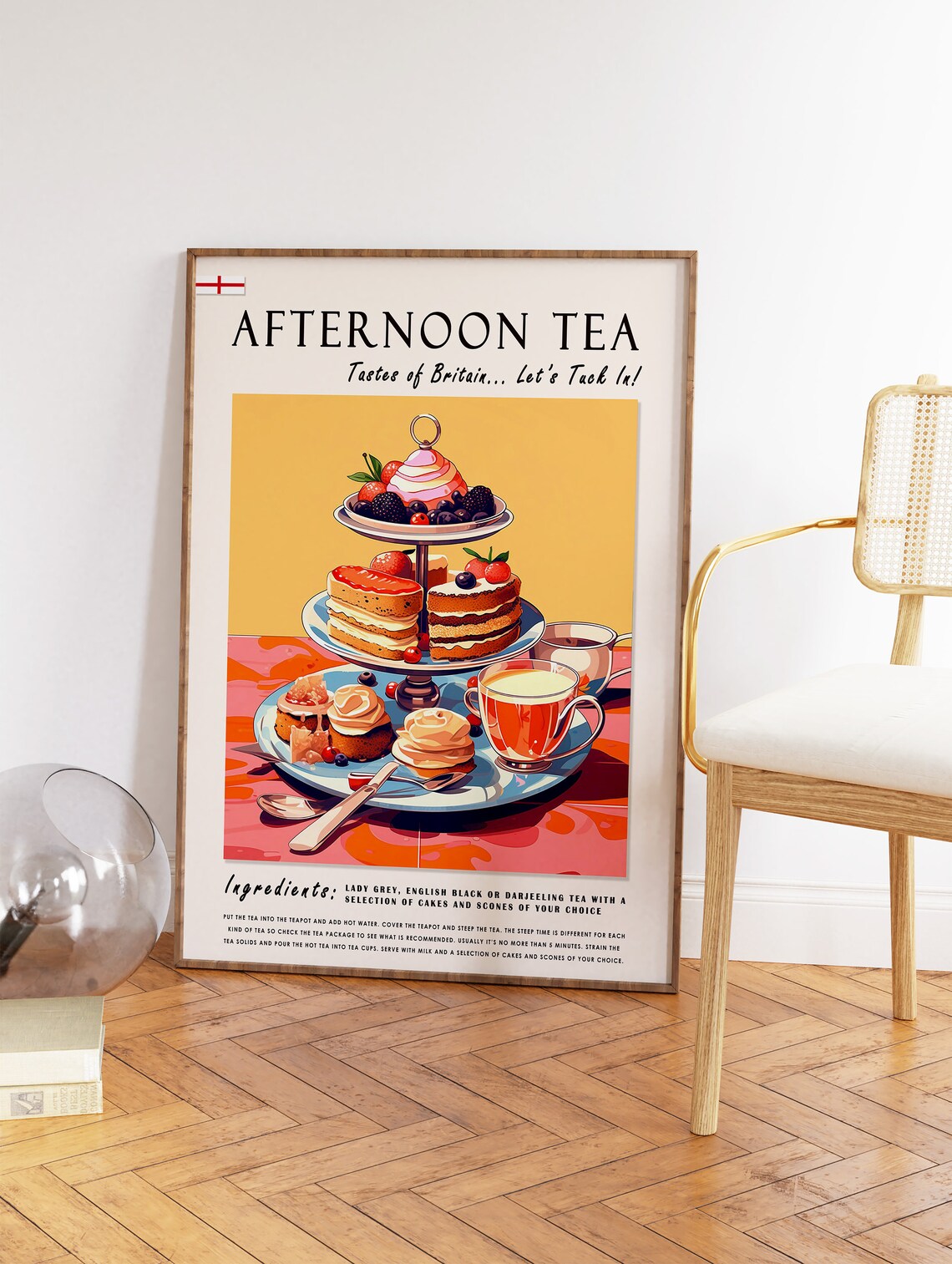Afternoon Tea Food Poster, English Kitchen Decor - Image 2