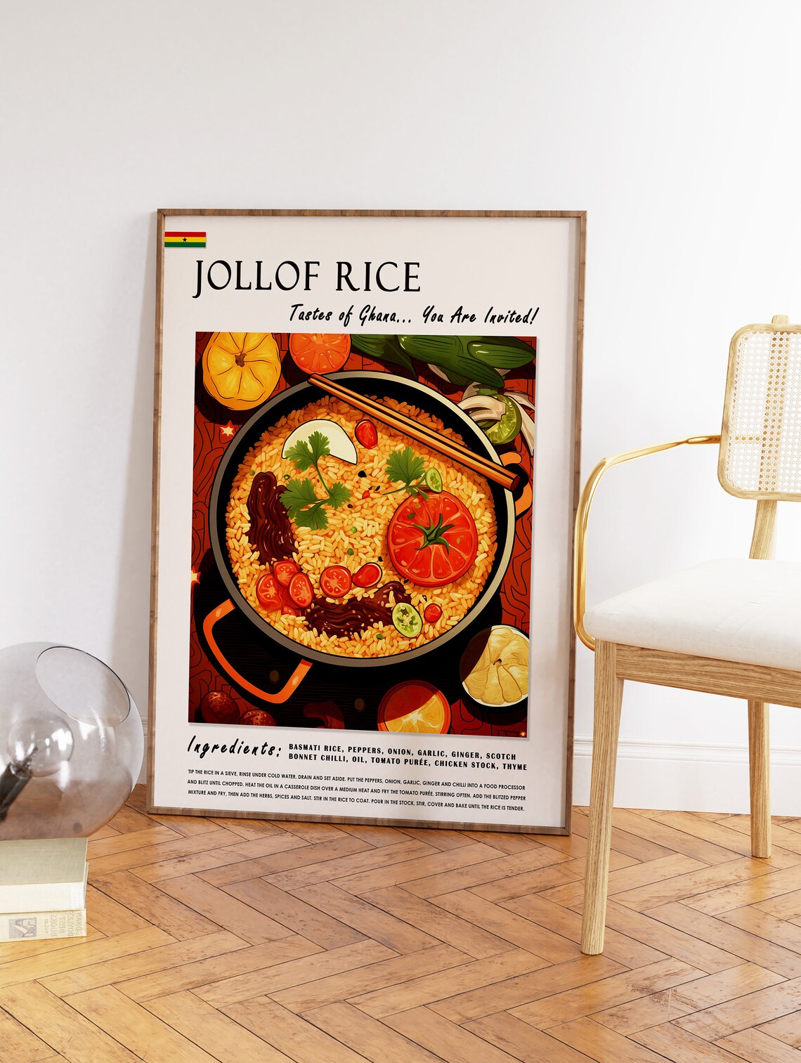 Jolof Rice Ghanaian Food Poster, Kitchen Art Print - Image 2