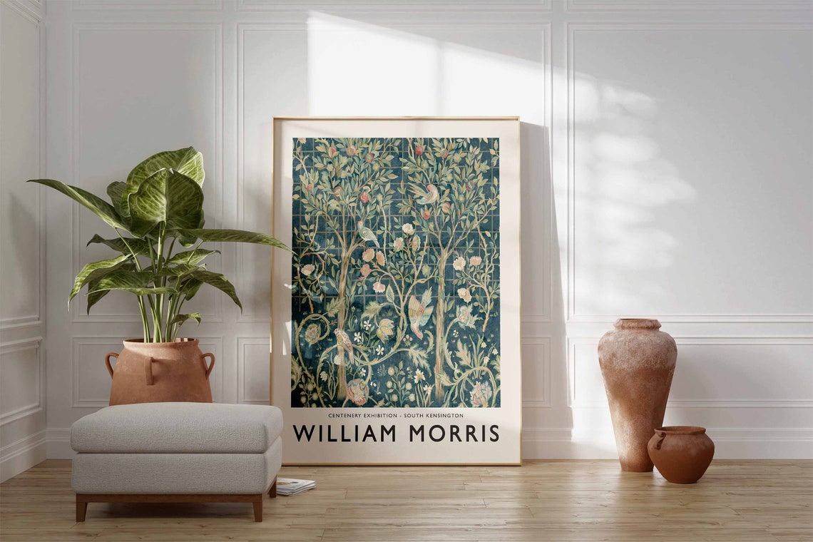 William Morris Centenary Exhibition Floral and Bird Art Poster - Image 2