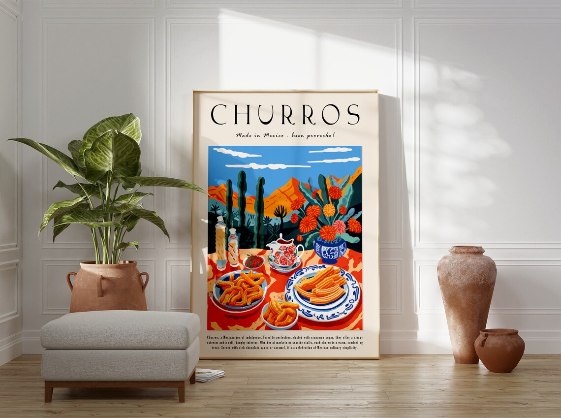 Churros Dessert Art Print, Mexican Food Kitchen Decor - Image 2