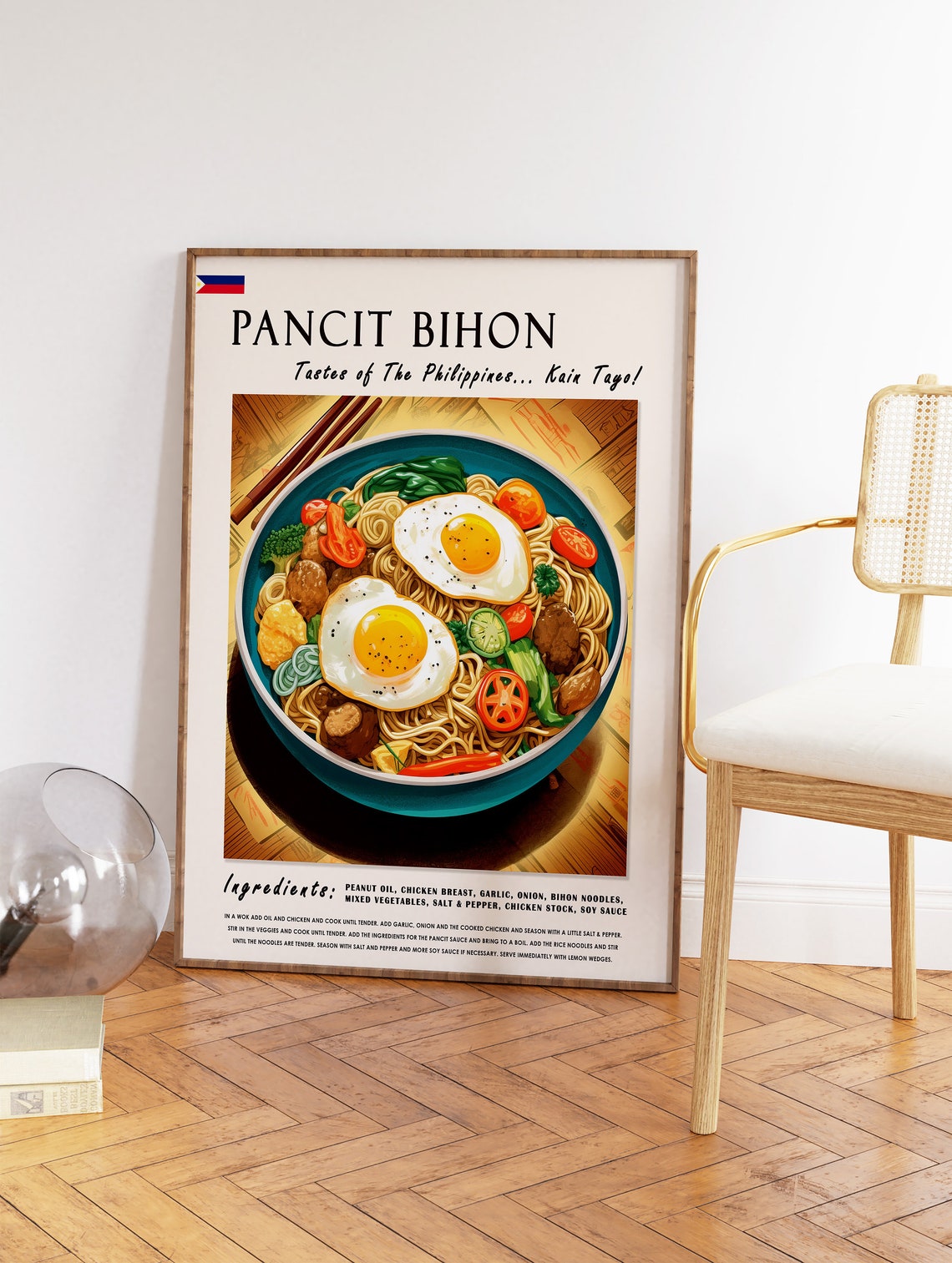 Pancit Bihon Filipino Noodle Dish Egg Recipe Kitchen Art Poster - Image 2